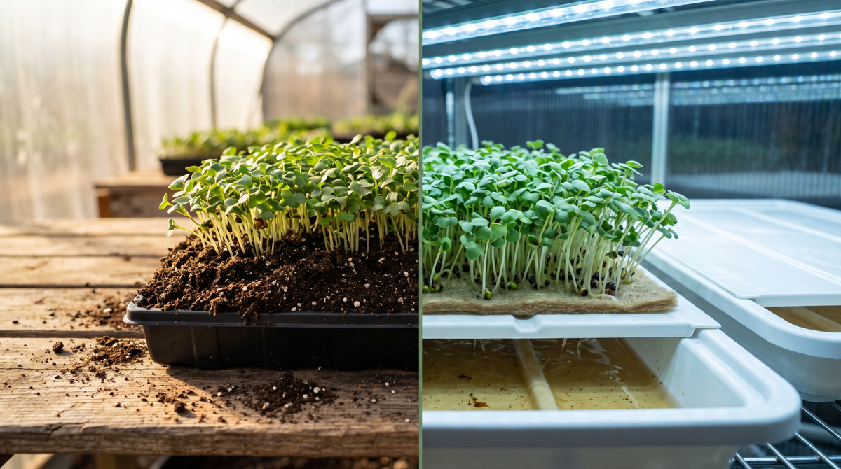 Cut Through the Soil vs Hydroponic Hype: What Research Actually Shows for Microgreens